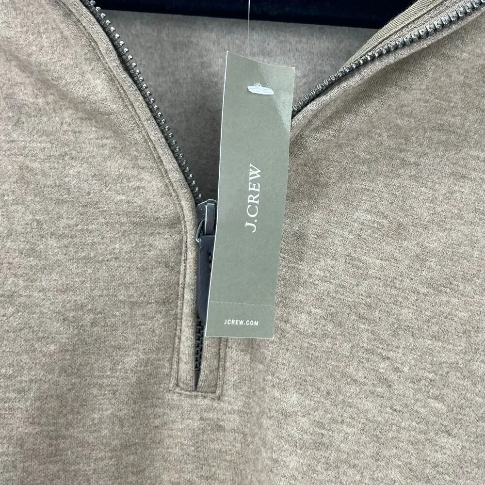 J. Crew Seaboard Soft-Knit Quarter-Zip Sweatshirt Heather Mushroom Size L NWT