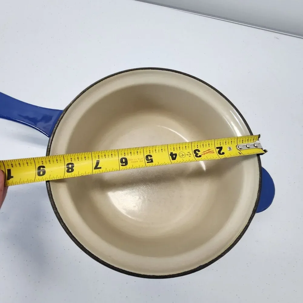 Le Creuset #22 Cobalt Blue Enamel Cast Iron Multifunction Saucepan Skillet Set
