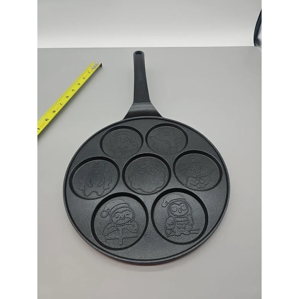 Crofton Christmas Mini Pancake Pan Nonstick Stovetop Winter Snowflakes Santa‎