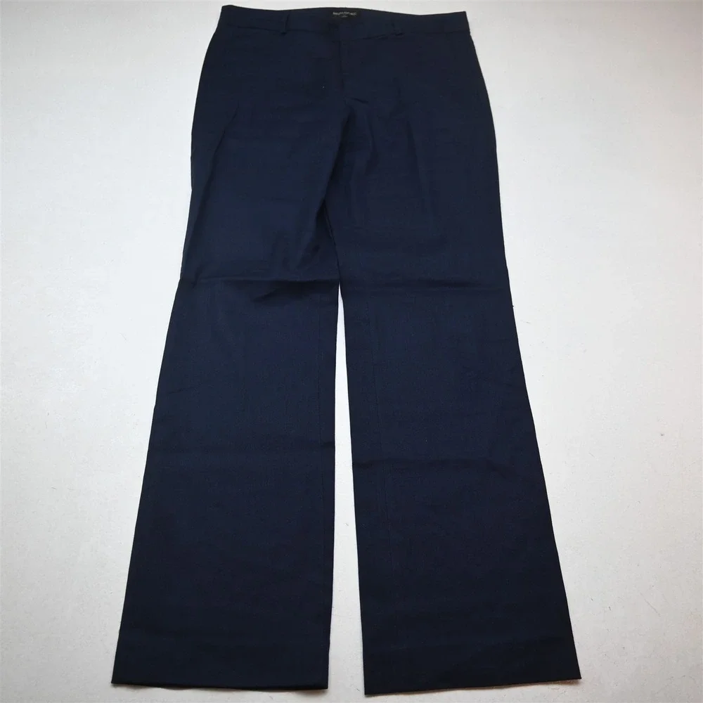 Banana Republic 10 Navy Blue Linen Logan Wide Leg Dress Womens Pants
