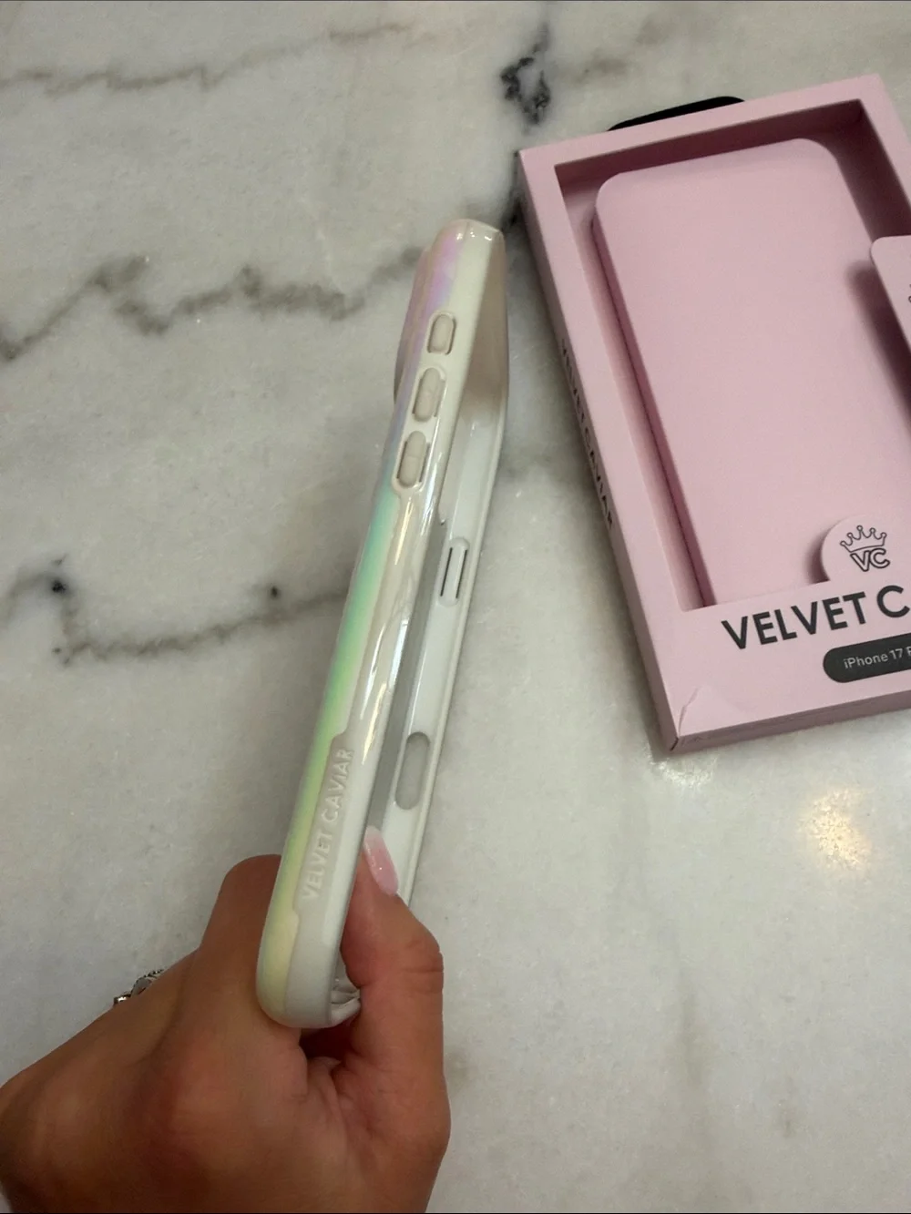 Velvet Caviar Iridescent Pastel Leopard Phone Case - Pink Green Pearl