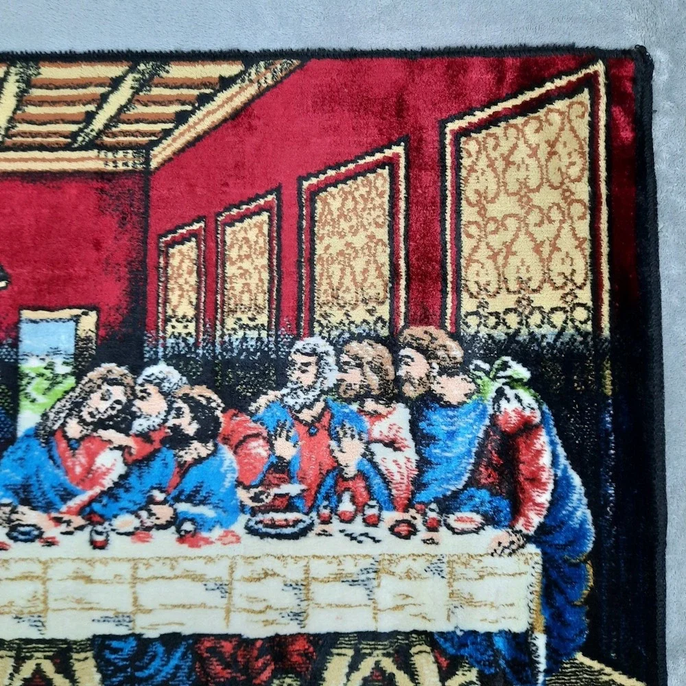 Vintage The Last Supper Jesus Tapestry Wall Hanging Art Religious Made in Italy