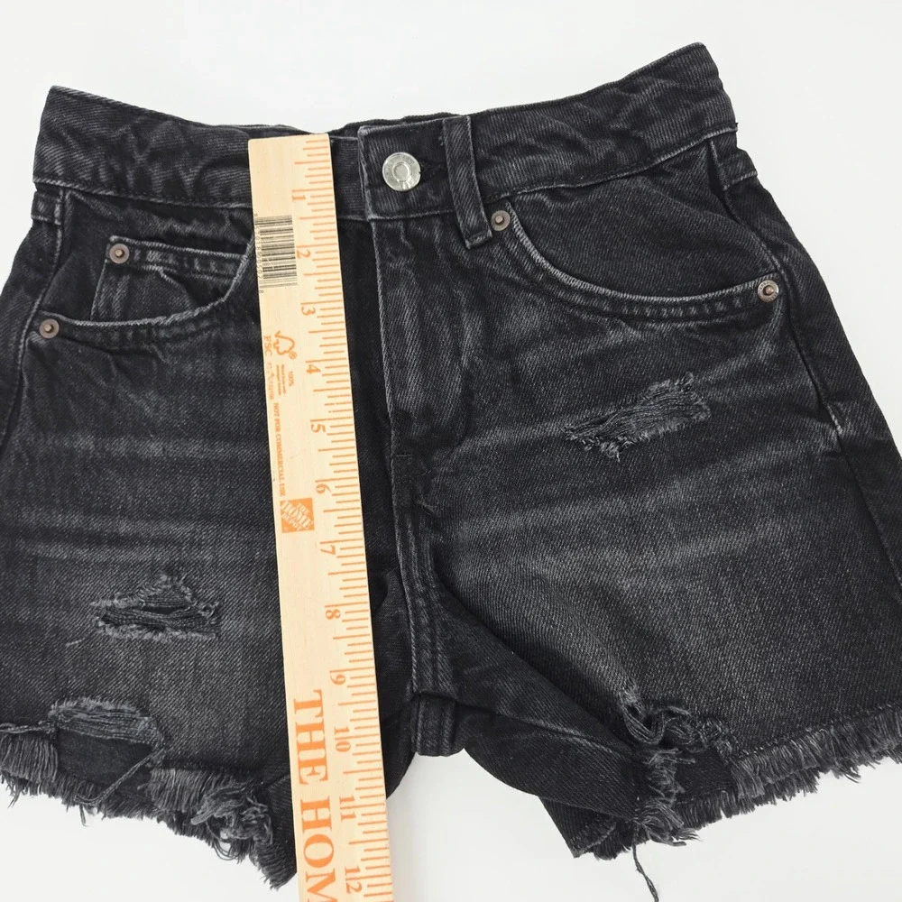 Zara Kids Distressed Black Denim Shorts Cut Offs Big Girls‎ 11-12 Years Jorts