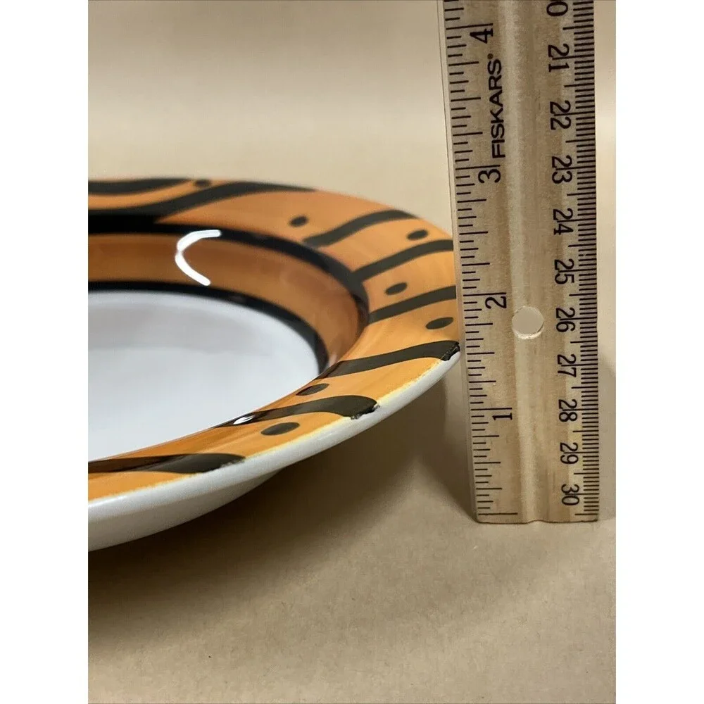 Set of  4 Pier 1 Hand Painted‎ ITALY Orange  Black Soup Bowls & Extra Big Mugs