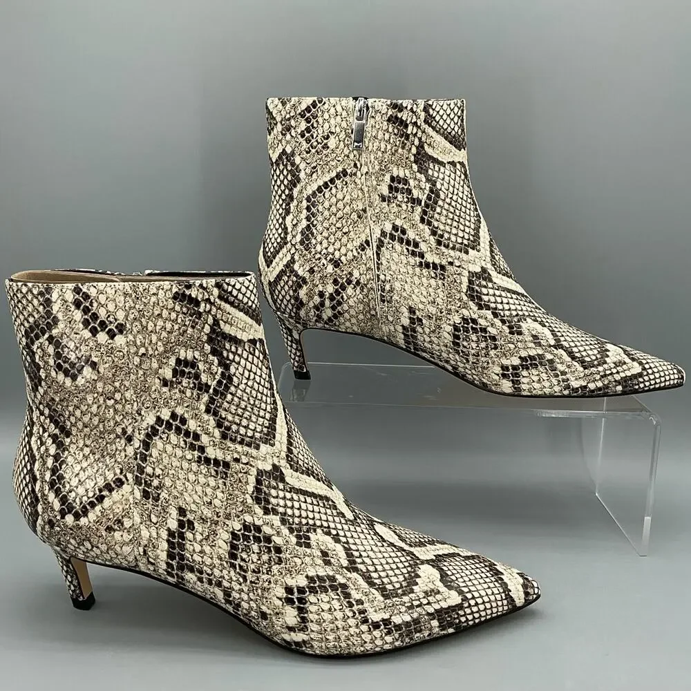 NEW Marc Fisher Women’s Itzia Pointed Toe Dress Booties White Snake Size 9M