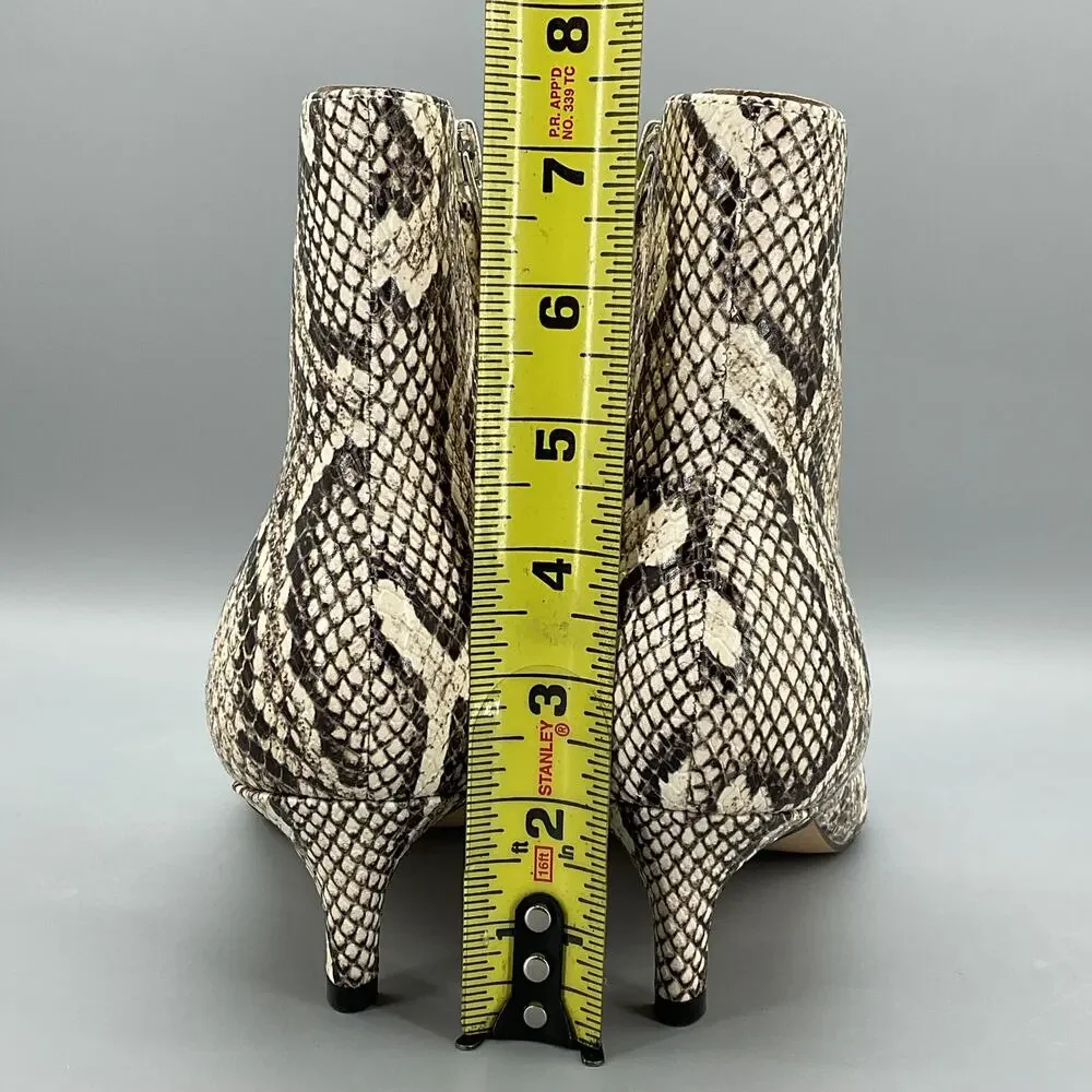 NEW Marc Fisher Women’s Itzia Pointed Toe Dress Booties White Snake Size 9M