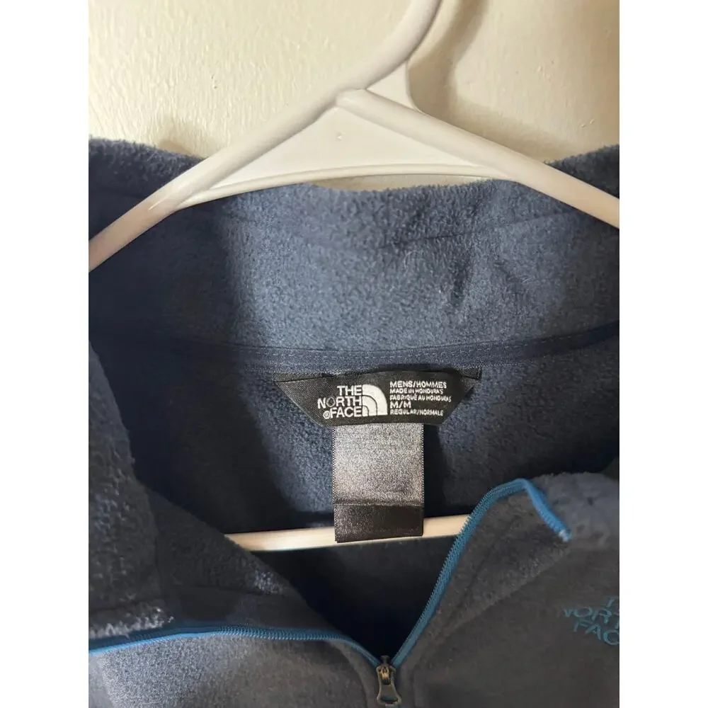 The North Face Mens Blue Quarter Zip Medium Fleece Worm Cold Weather