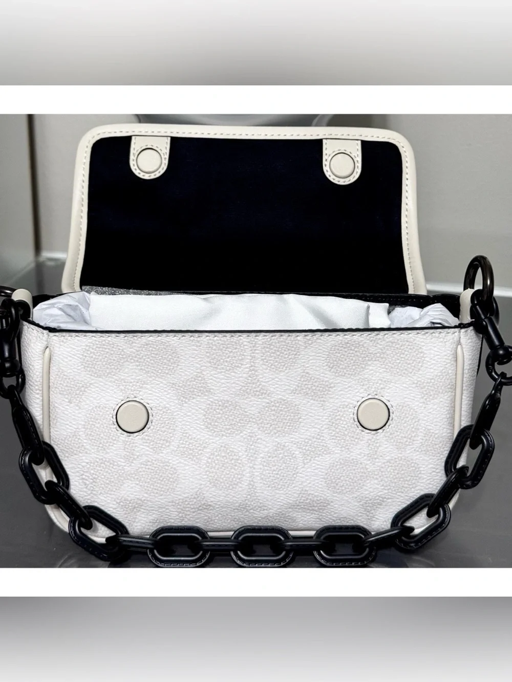 COACH Charter Flap Crossbody 18 Signature Canvas, WHITE/BLACK SIG