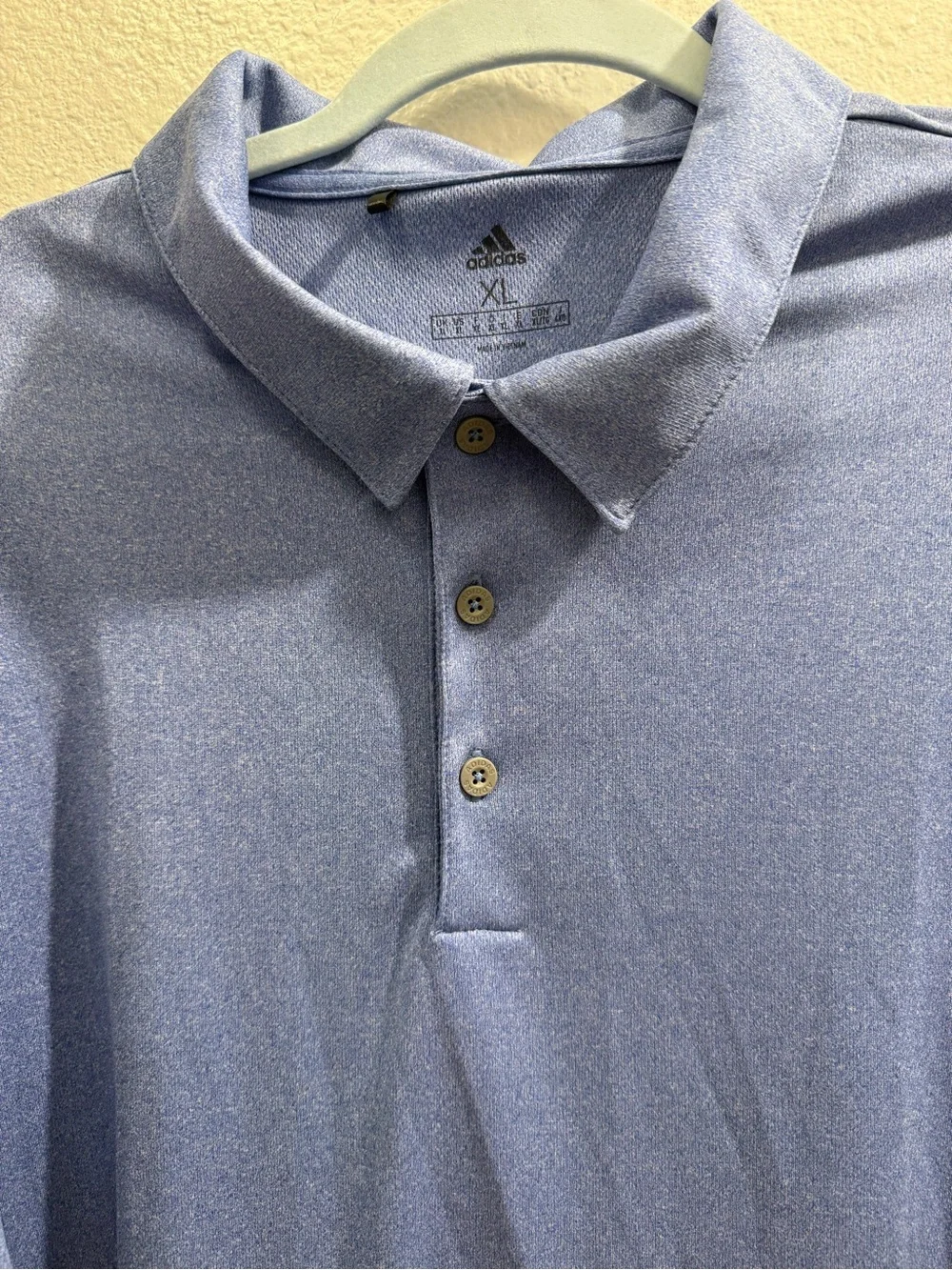 Adidas Men's Heathered Blue Performance Polo Short-Sleeves Size XL