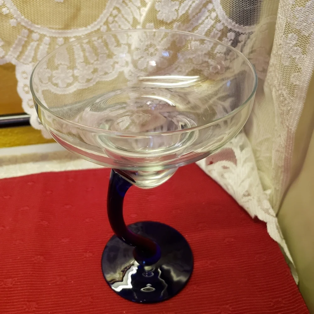 1 Margarita Glass Swerve Cobalt Blue Libbey 13Oz