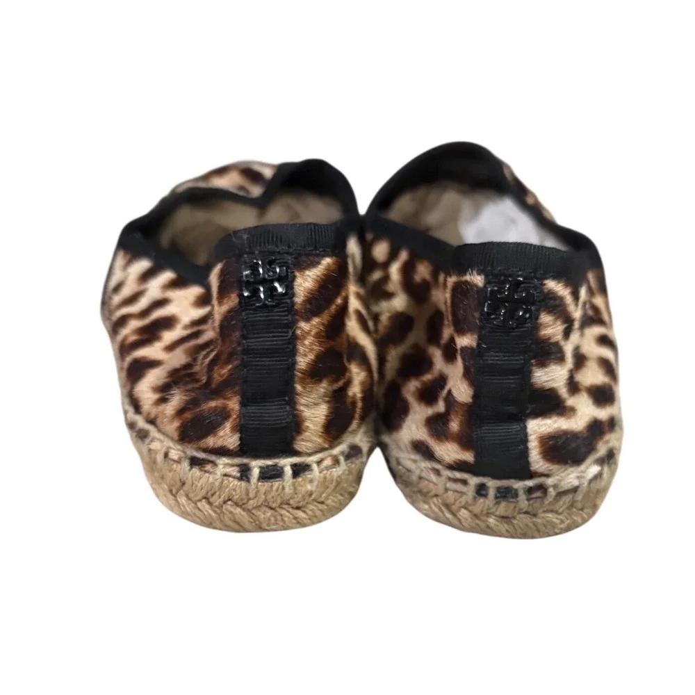 Tory Burch Elisa Espadrille Flat's Women's 9.5 Leopard Cow‎ Hair Slip On EUC