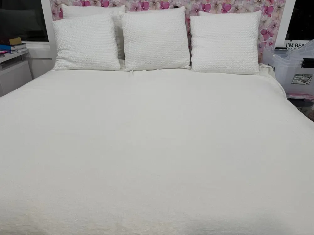 Pottery Barn King Linen Duvet Cover White Button Closure Luxury Bedding 104x90