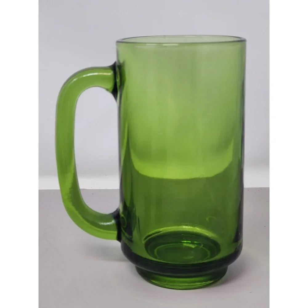 Vintage Emerald Green Glass Beer Mug & Jagermeister 2 Shot Glasses‎ Set
