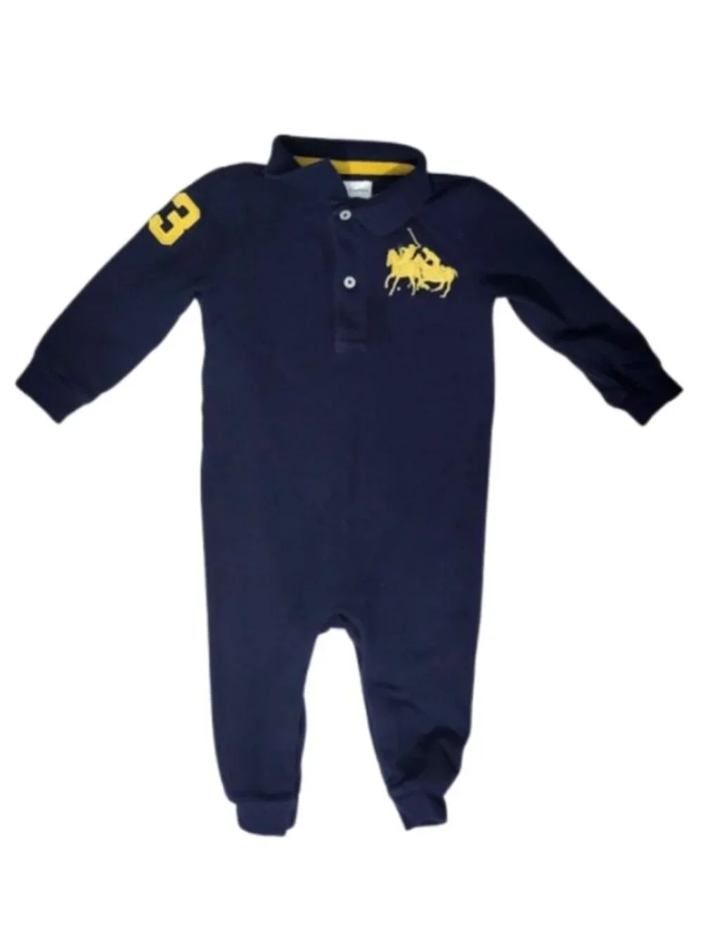 RALPH LAUREN Navy Blue 100% Cotton 1-Piece Outfit - Infant Boy's 9 M