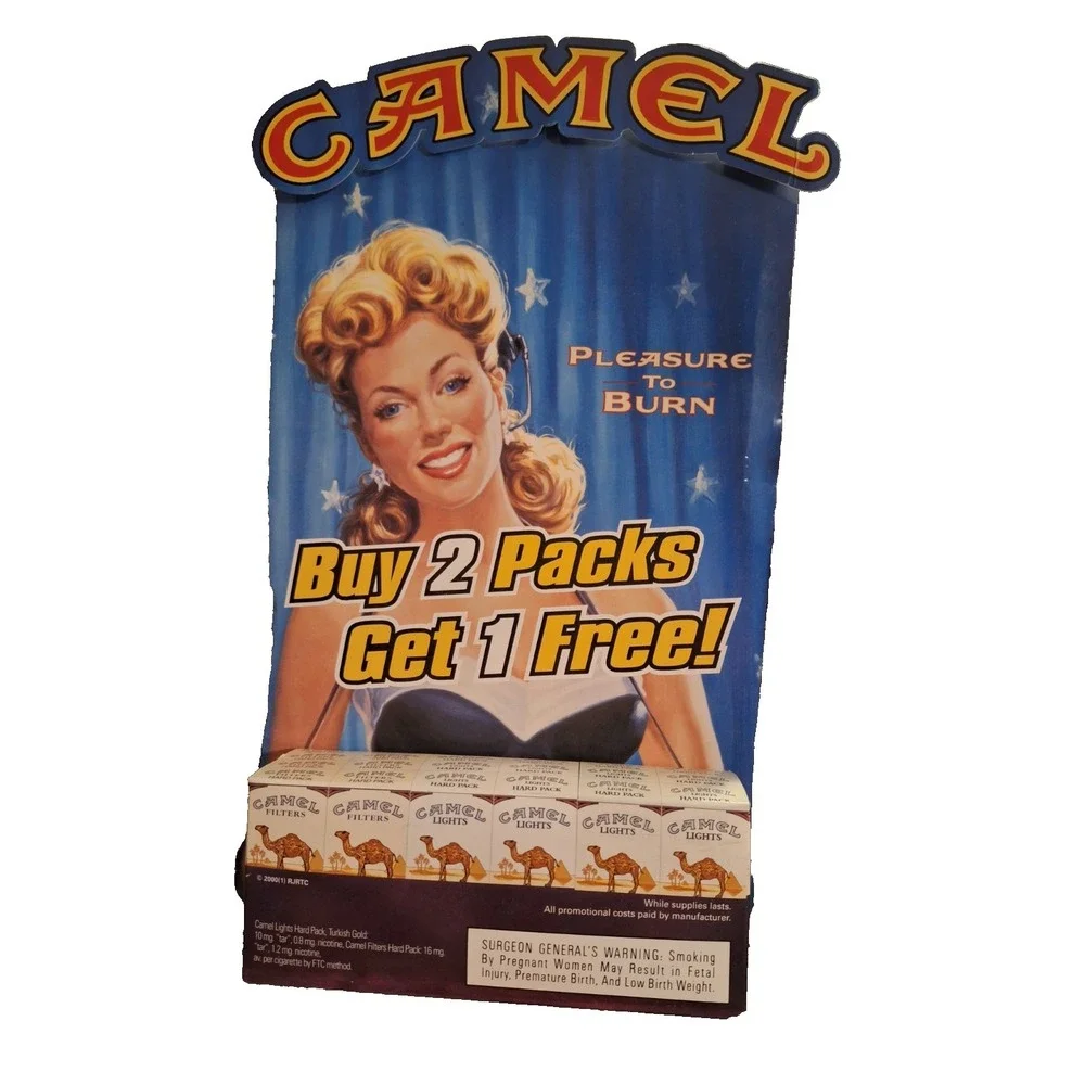 Vintage CAMEL Cigarettes Carton Store Display Advertising Standee 15.5