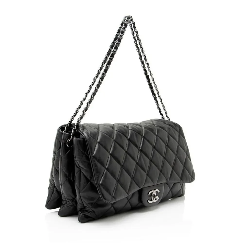 Chanel Lambskin 3 Accordion Maxi Flap Bag