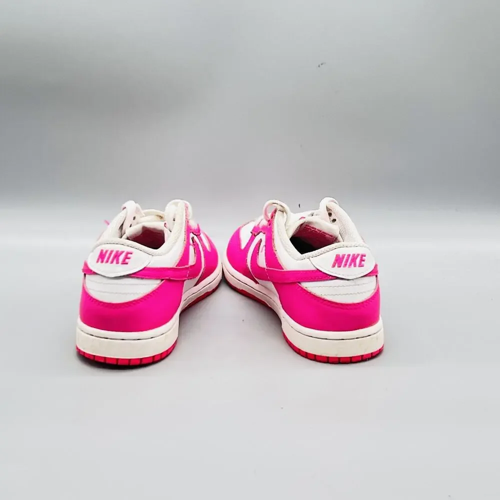 Nike Shoes Youth 3 Pink White Leather Dunk Low GS Retro Athletic Walking Sneaker