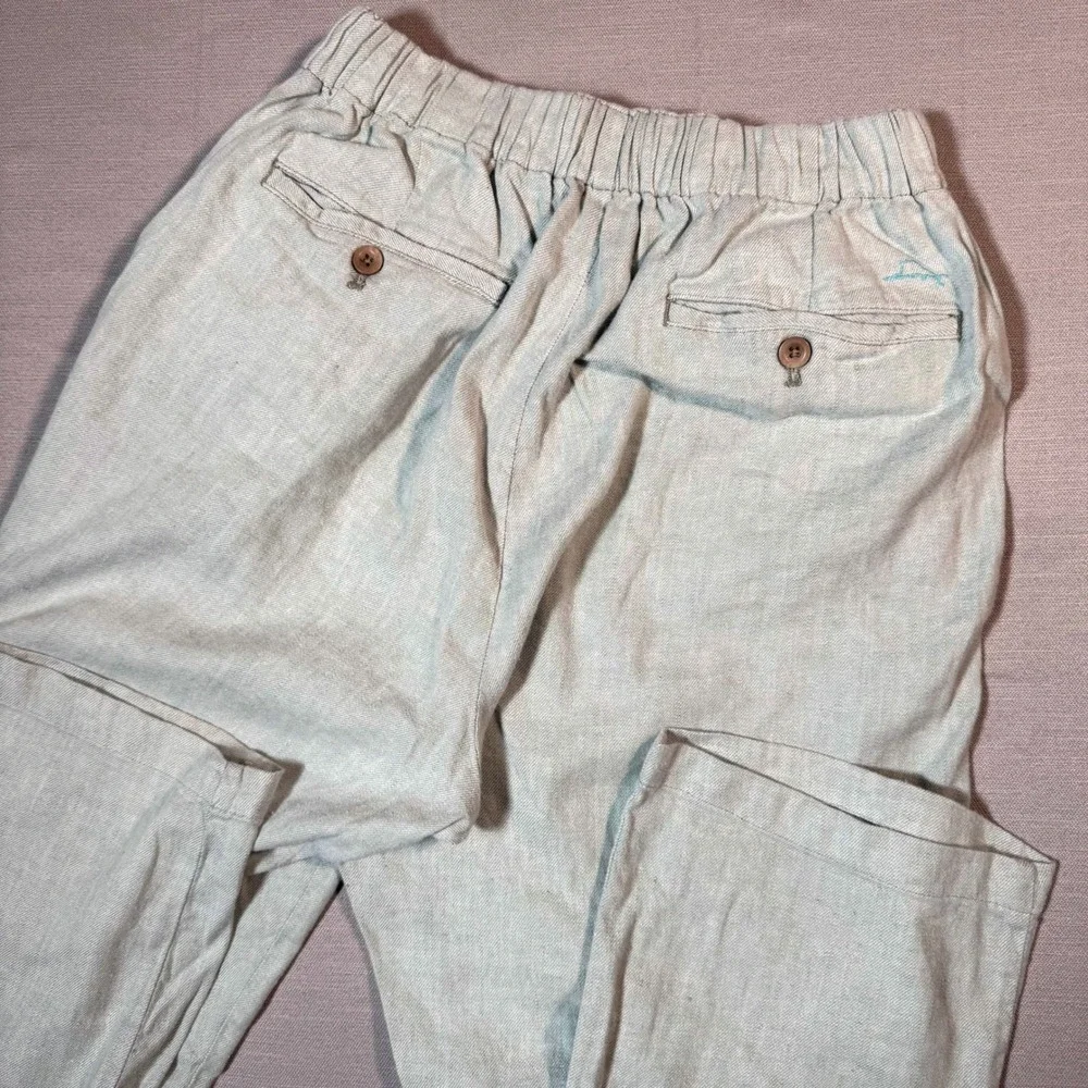 Tommy Bahama Linen Blend Drawstring Pants Light Blue XL Relaxed Beach Coastal