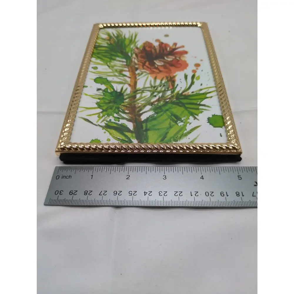 Sheffield Home Brass Frame 5x7 Braided Edge Pinecone Insert Vintage Decor