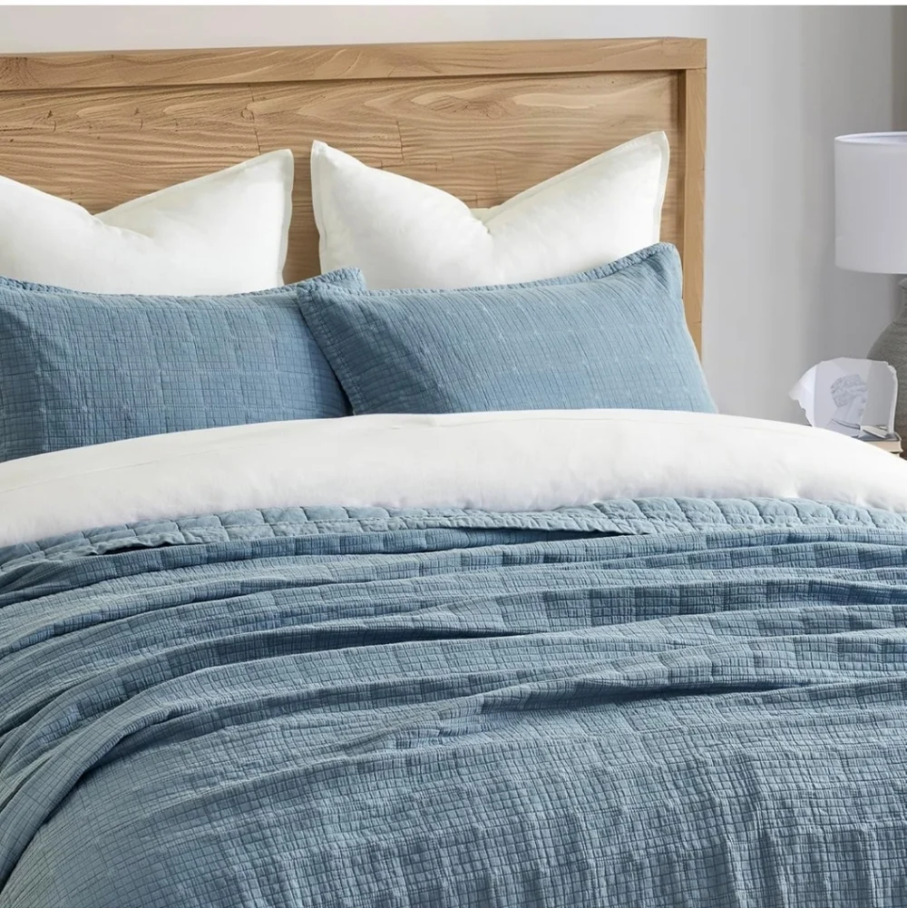 EVERGRACEHOME Stonewashed Cotton Quilt Set King Size, Ultra Soft Oversized Bedsp
