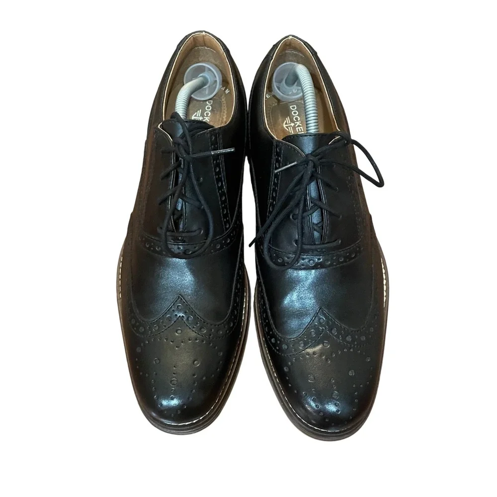 Dockers Wingtip Oxford Mens Black Memory Foam Brogue Dress Shoes 11M