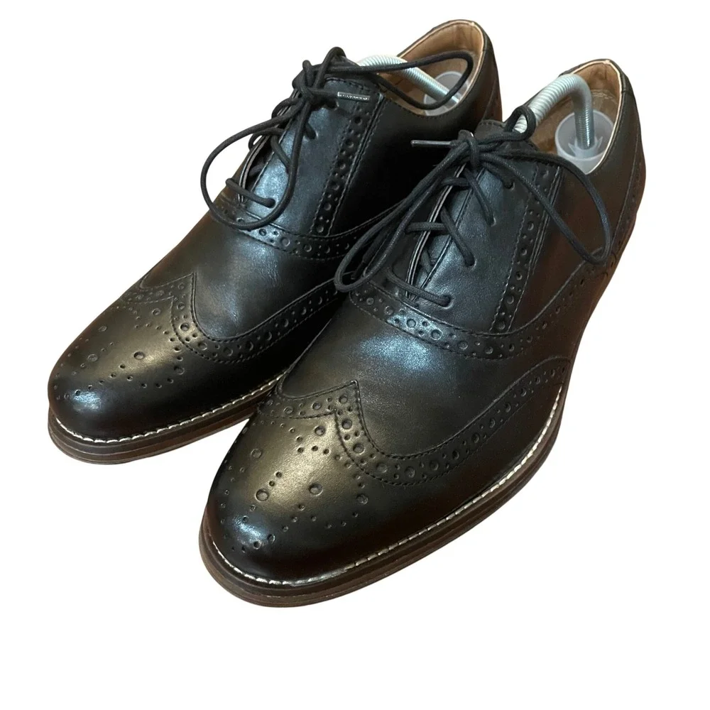 Dockers Wingtip Oxford Mens Black Memory Foam Brogue Dress Shoes 11M