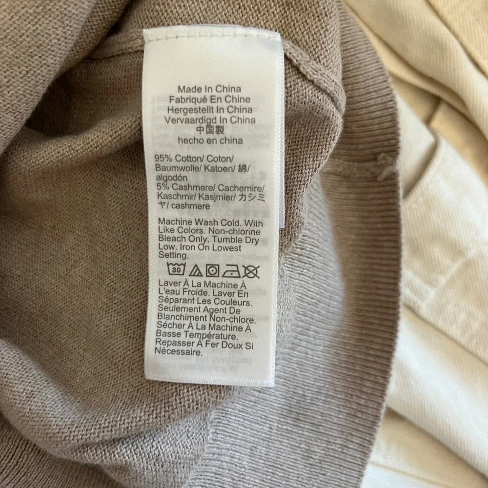 J. Crew The Cotton Cashmere Sweater Long‎ Sleeve Crew Neck Neutral Size Small