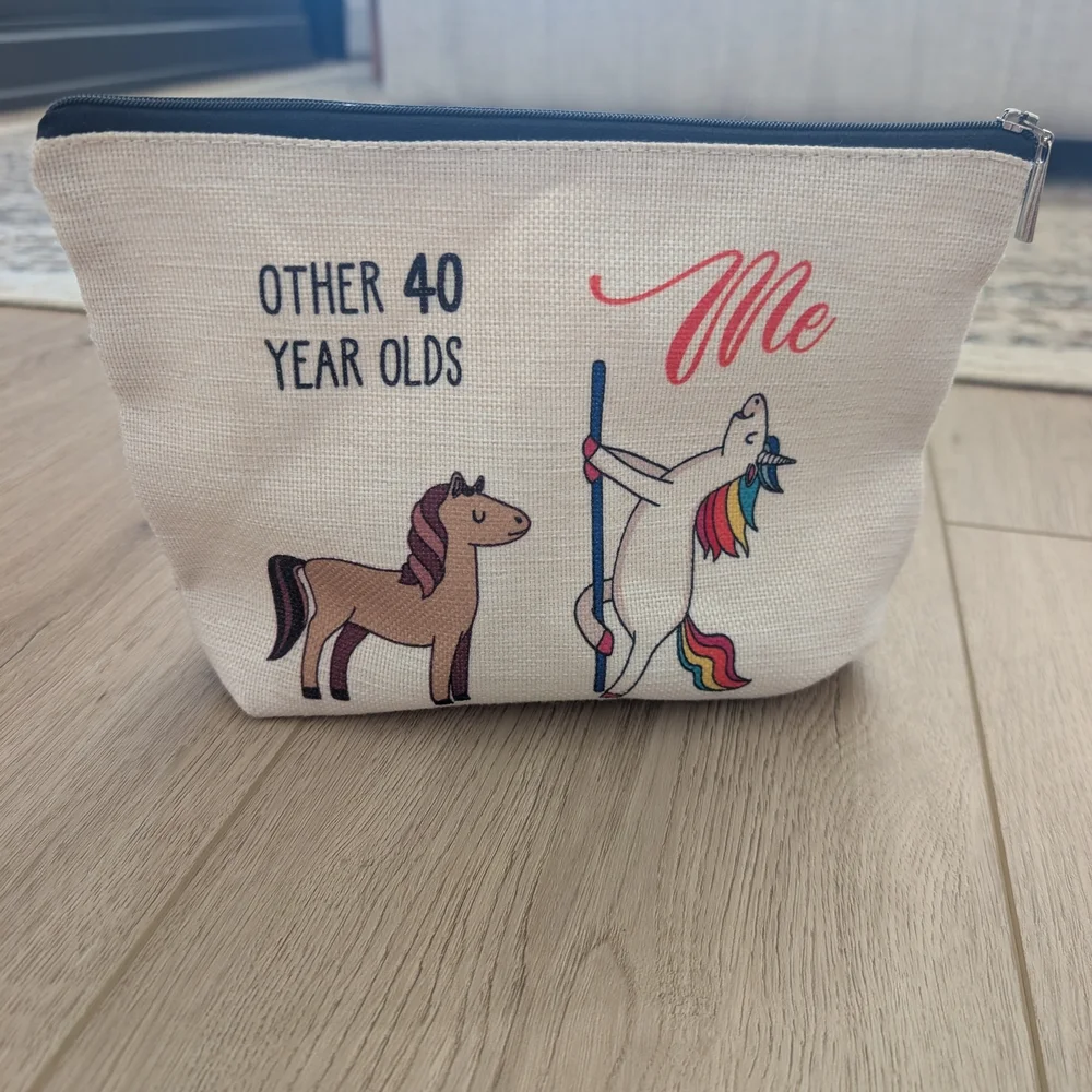40th Birthday Gift. Fun Unicorn and Horse Pouch.