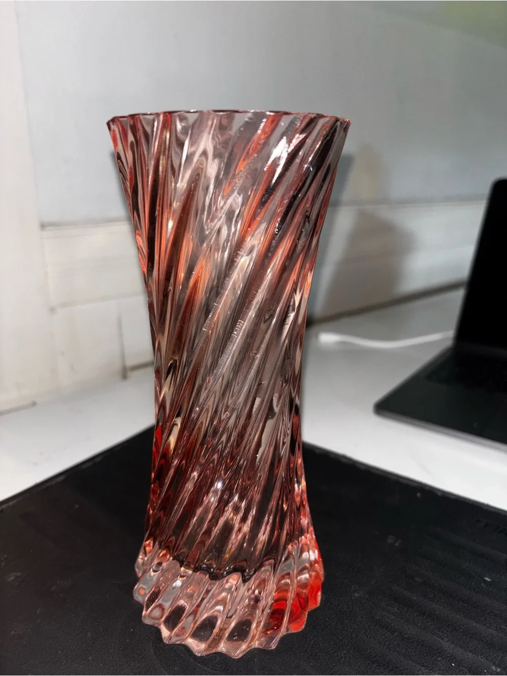 Swirled Pink Glass Vase
