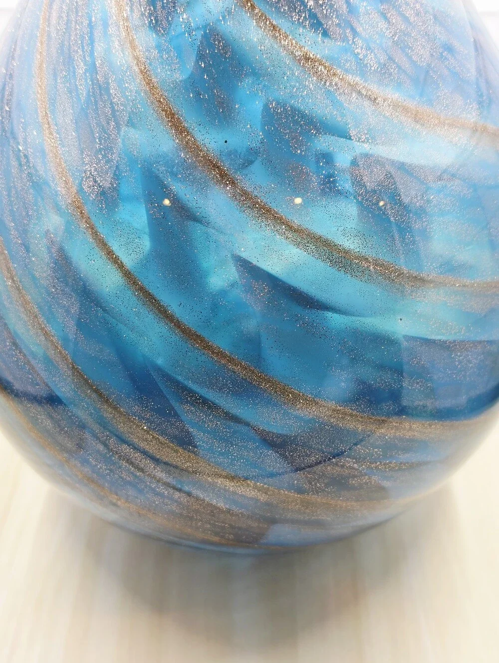 Lenox Seaview Swirl Blue Crystal Bottle Vase Gold Glitter IOB