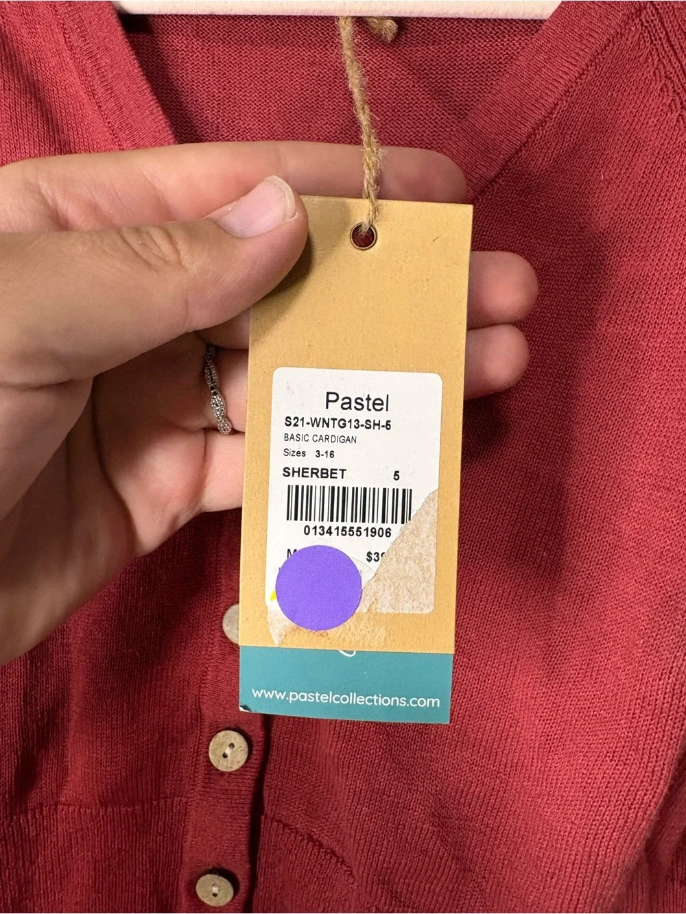 Pastel Button-Front Cardigan – “Sherbet” Maroon | NWT Size 5