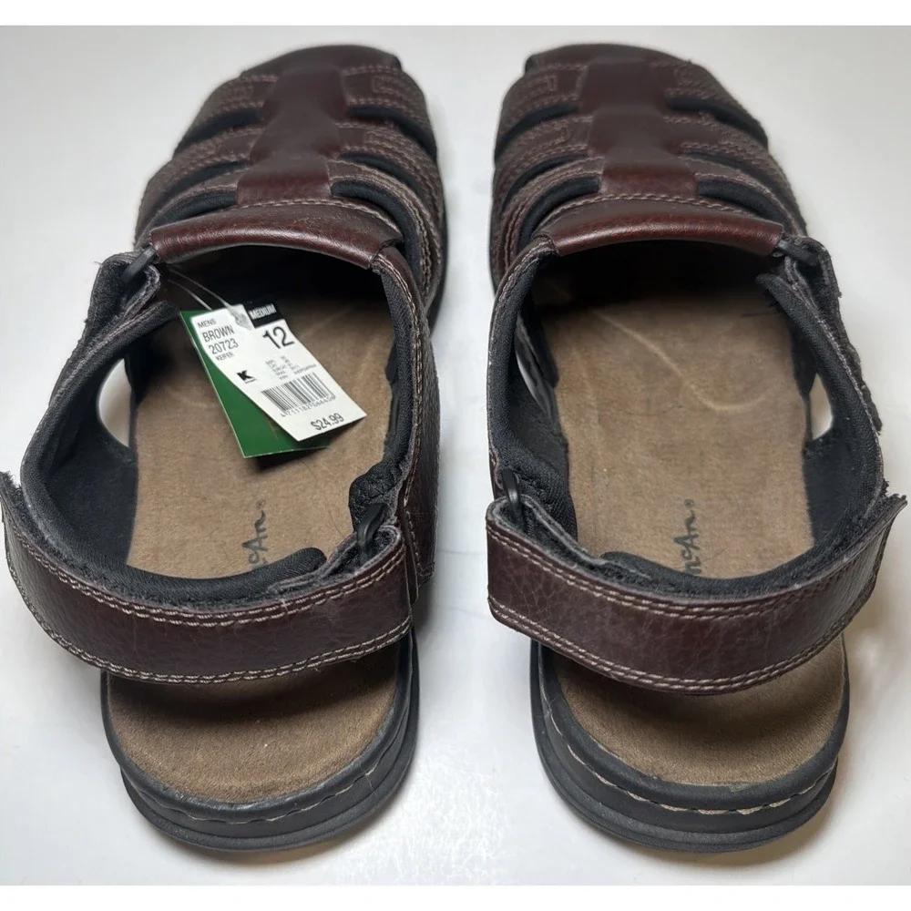 Thom McAn Sandals Mens 12M Keifer Fisherman Brown Leather Closed Toe Comfort