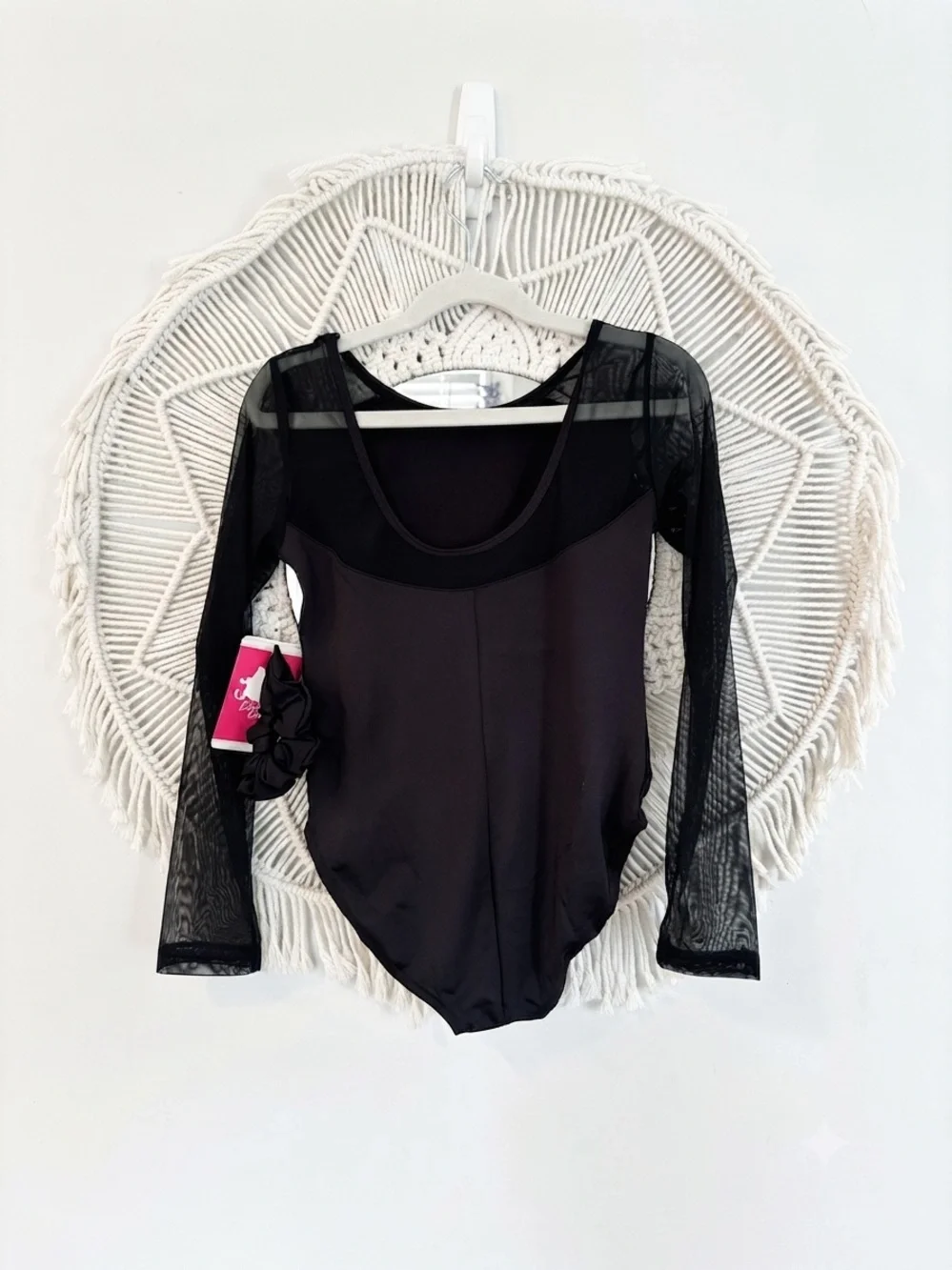 Justice Girls Medium Long Sleeve Gymnastics Dance Leotard Mesh Rhinestone NWT