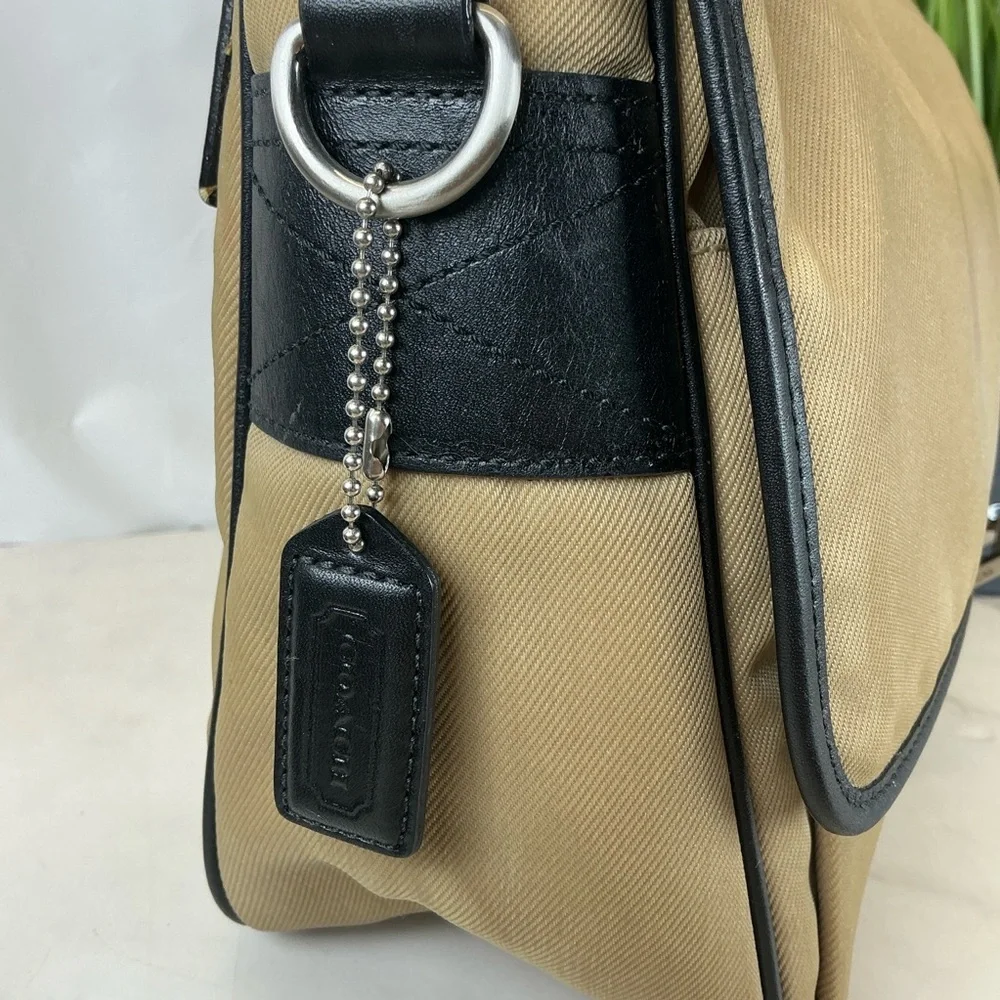 Coach Unisex Mercer‎ Y2K Twill Tan Black Messenger Shoulder Nylon Crossbody Bag
