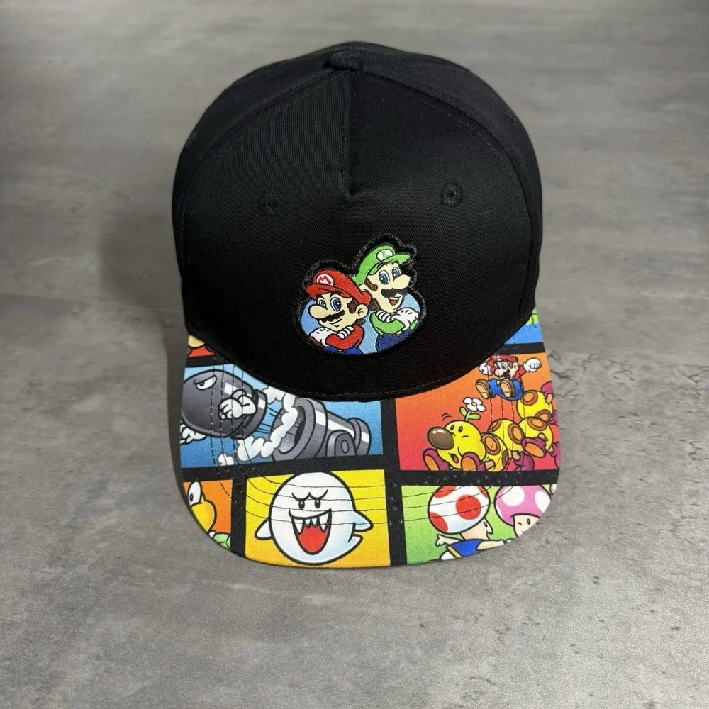 Nintendo Super Mario Snapback Hat Youth Teen Black Green Red‎ Switch Kart Party