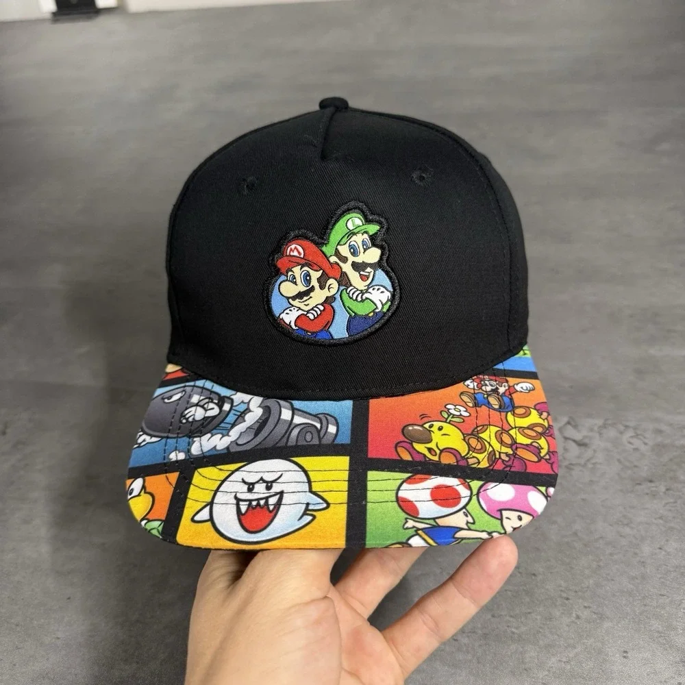 Nintendo Super Mario Snapback Hat Youth Teen Black Green Red‎ Switch Kart Party