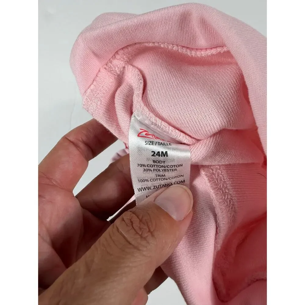 Zutano Baby Pink Fleece Bear Ear Hat 24 months