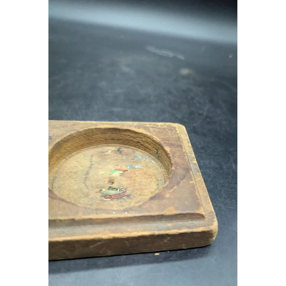 Vintage Hand Carved Wood Wooden Scottie Dog Puppy Ashtray 6.5