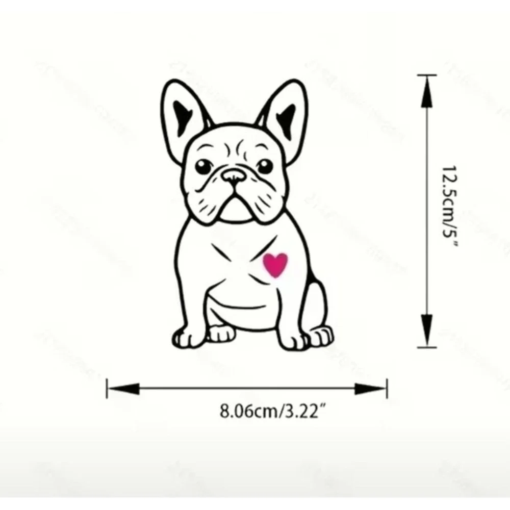 French‎ Bulldog Vinyl Decal Sticker White Black Pink Heart