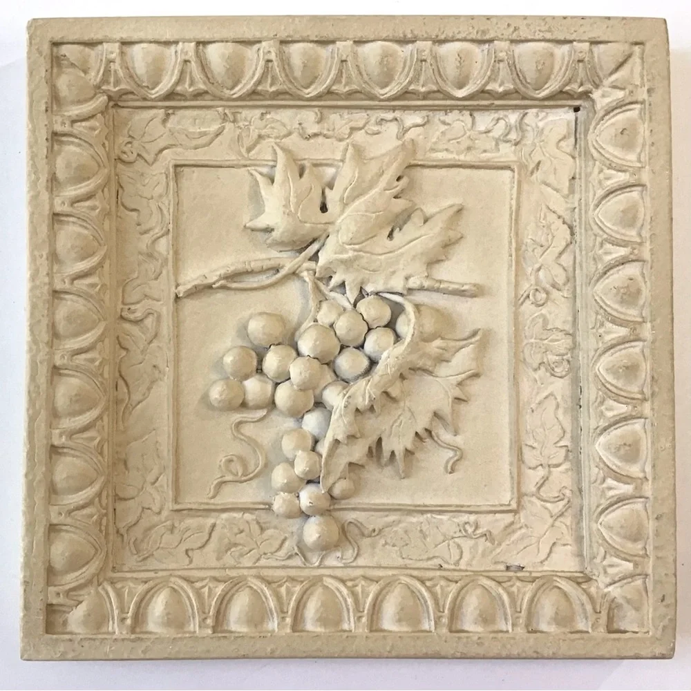Decorative Cream Grape Relief Wall Plaque - Home Wall Decor