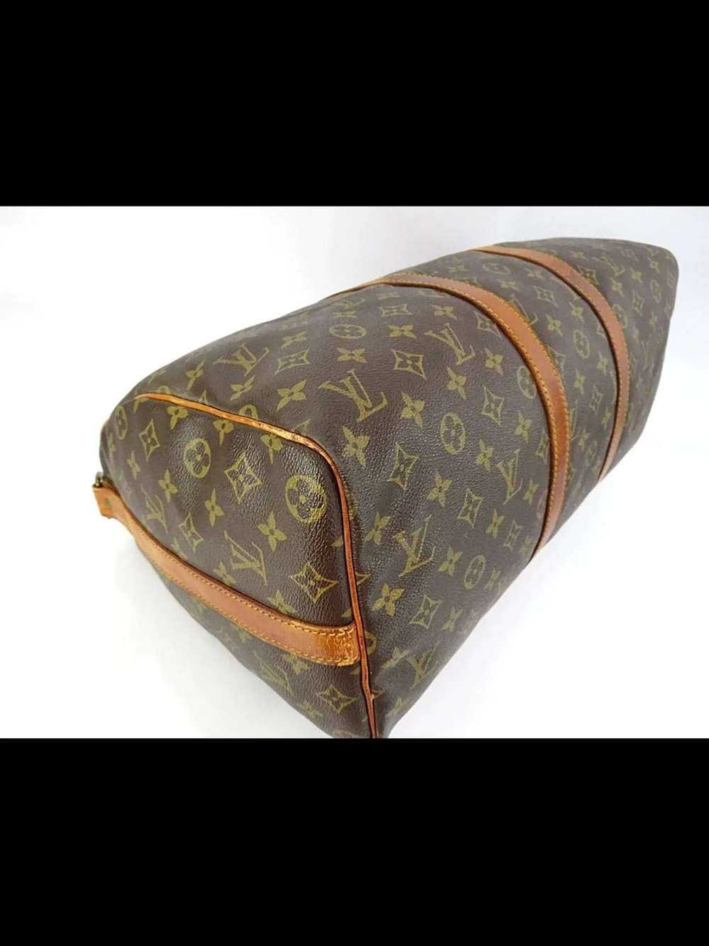 Louis Vuitton Brown Monogram Duffel with Tan Leather Strap