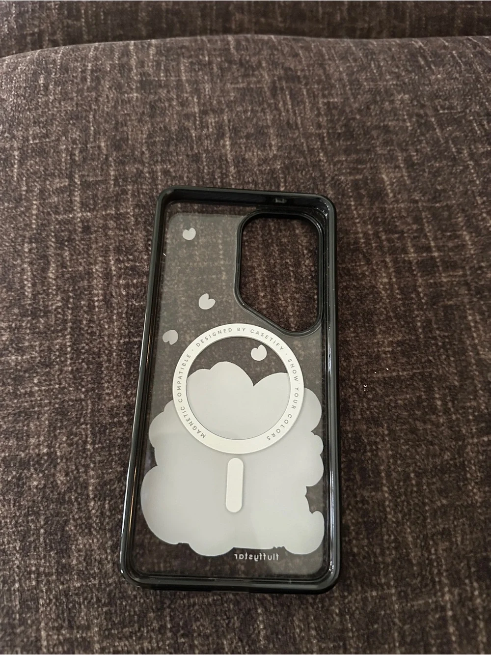 Casetify Pink & White Cartoon Cat Clear Phone Samsung Galaxy S24 Ultra.