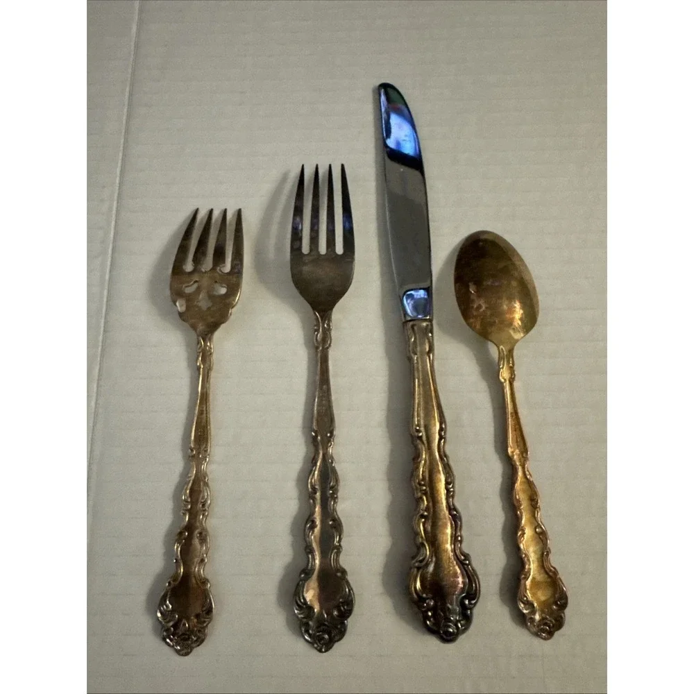 Oneida Community Silverplate Beethoven 4 Pc Place Setting~Knife 2 Forks Teaspoon