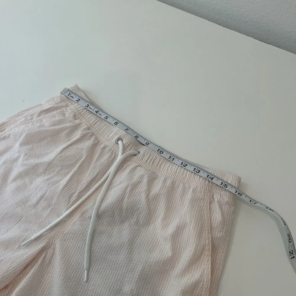 J Crew Seersucker Swim Trunk Mens SZ M Drawstring Summer Shorts Swimwear