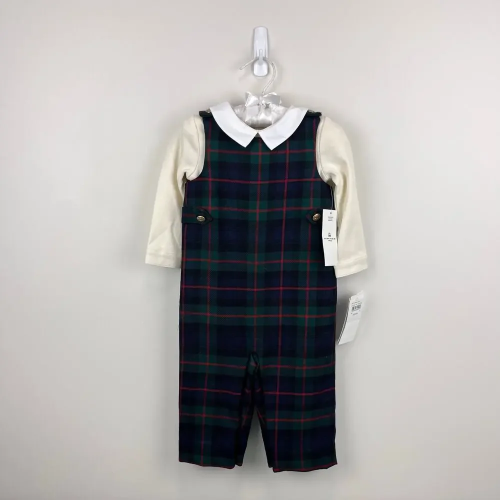 Ralph Lauren Cotton Bodysuit & Plaid Overall Set 6-9 Months NWT