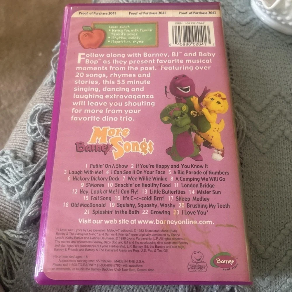 Barney & Friends, More Barney Songs, VHS Tape, 1999, 23 Songs, Learning, Kids