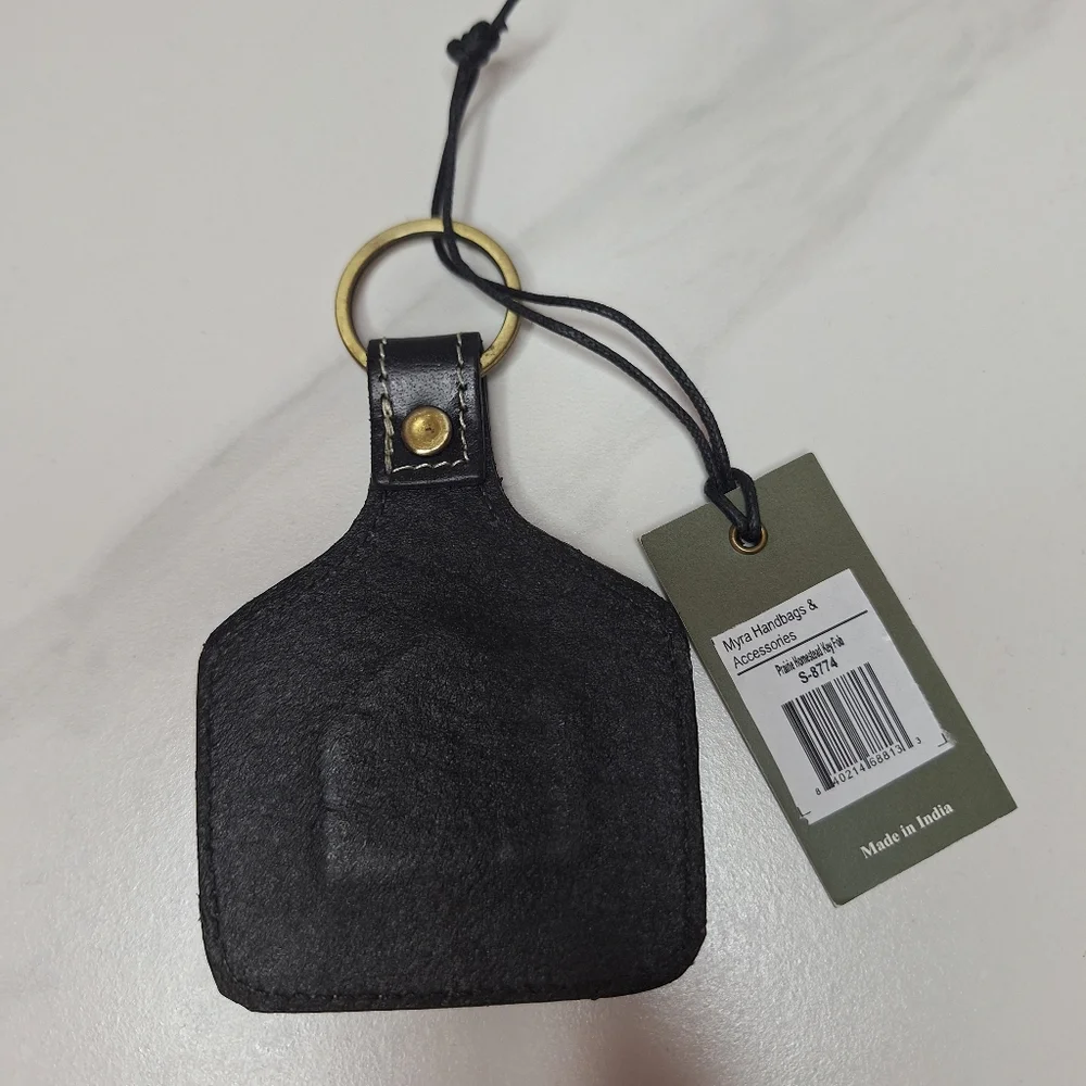 Myra Bag Leather Cowhide Key Fob Bag Charm Key Chain Prairie Homestead Western