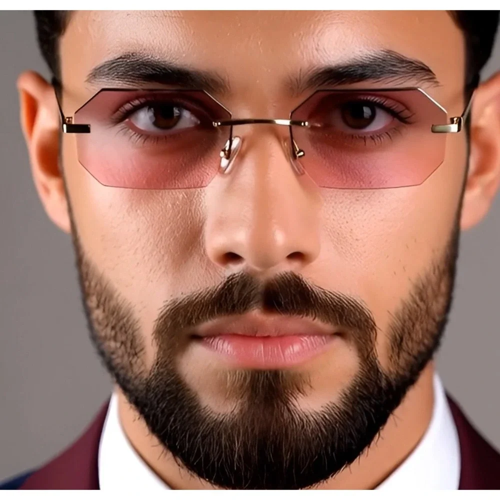 Sunglasses Gold Frame Pink Gradient Lens Men Fashion Driving Sun Protection 2026