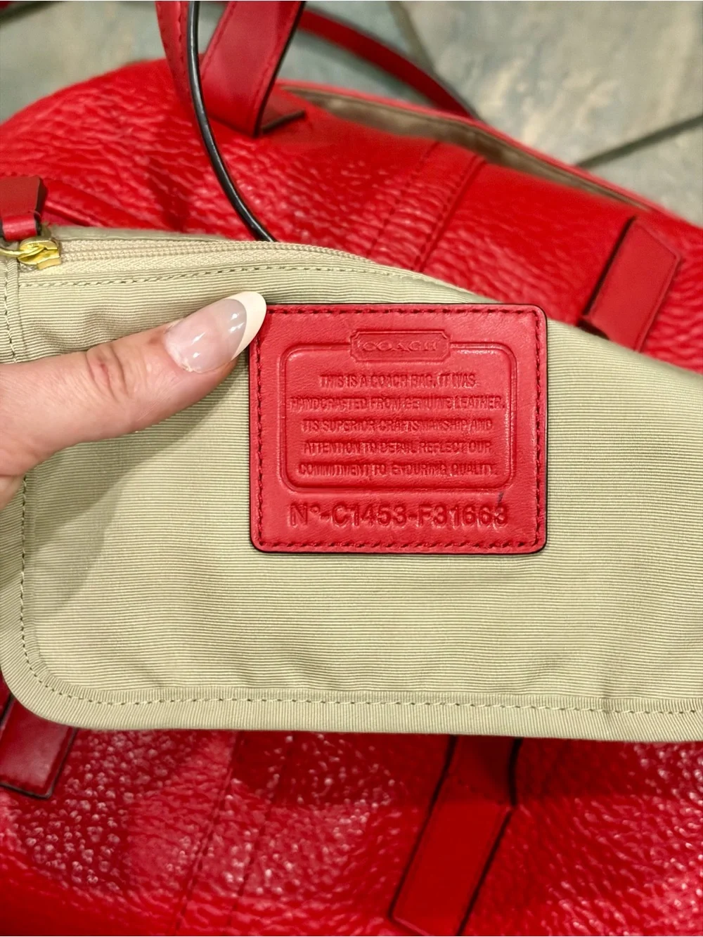 COACH Hadley Luxe Grain Leather Zip Duffle Purse in “Bright Red” LIKE NEW!