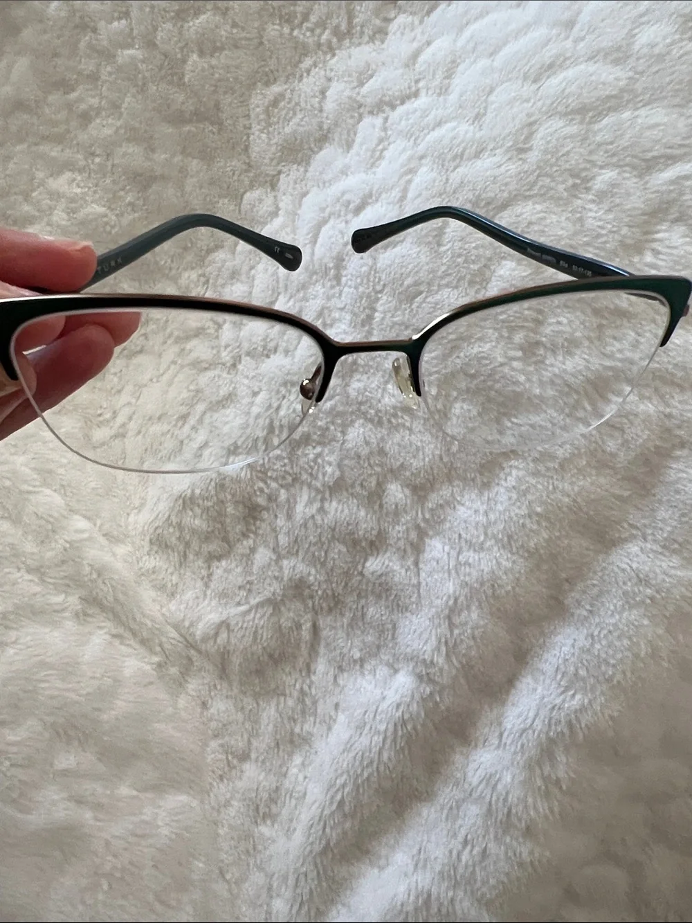 Trina Turk Women's Emerald Green Semi-Rimless Glasses with Gold Accents (Frames)